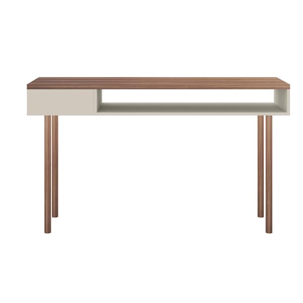 Manhattan Comfort Rectangle Windsor 47.24 Console Accent Table in Off White and Nature, 47.24 W, 14.17 L, 30.71 H - 4LC1