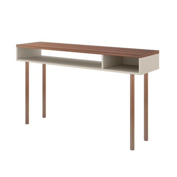 Manhattan Comfort Rectangle Windsor 47.24 Console Accent Table in Off White and Nature, 47.24 W, 14.17 L, 30.71 H - 4LC1