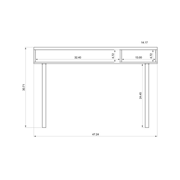 Manhattan Comfort Rectangle Windsor 47.24 Console Accent Table in Off White and Nature, 47.24 W, 14.17 L, 30.71 H - 4LC1