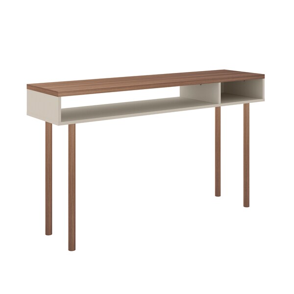 Manhattan Comfort Rectangle Windsor 47.24 Console Accent Table in Off White and Nature, 47.24 W, 14.17 L, 30.71 H - 4LC1