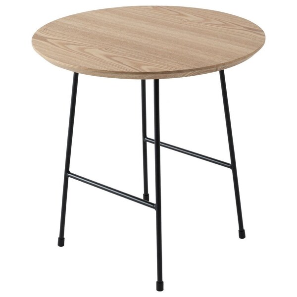 Leisuremod Round 19.7 in W, 19.3 in L, MDF/Stainless Steel, Natural Wood - RSBL-19NW