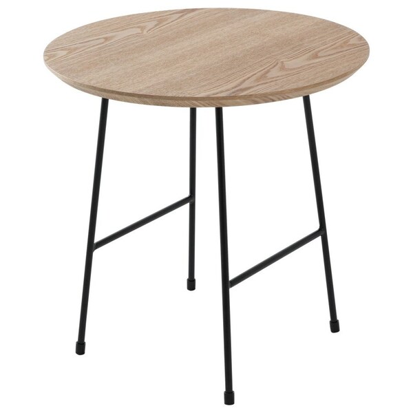 Leisuremod Round 19.7 in W, 19.3 in L, MDF/Stainless Steel, Natural Wood - RSBL-19NW