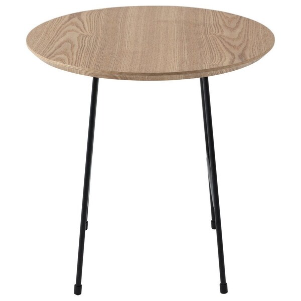 Leisuremod Round 19.7 in W, 19.3 in L, MDF/Stainless Steel, Natural Wood - RSBL-19NW
