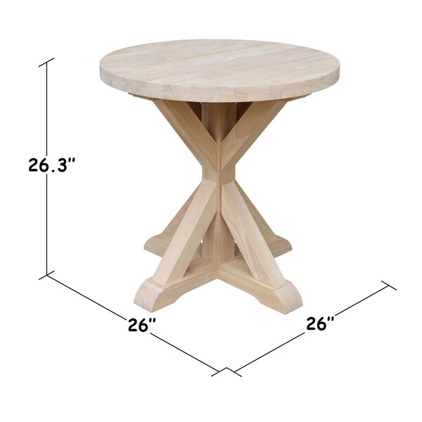 International Concepts Round Sierra  End Table, 26 in W, 26 in L, 26 in H, Wood, Unfinished - OT-3ER