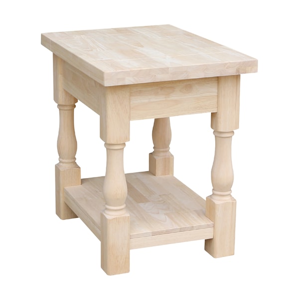 International Concepts Rectangle Tuscan End Table, 24 in W, 18 in L, 24 in H, Wood, Unfinished - OT-17E
