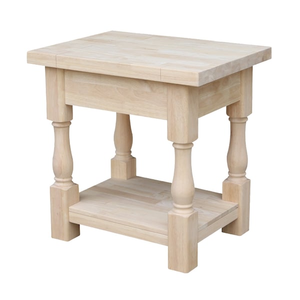 International Concepts Rectangle Tuscan End Table, 24 in W, 18 in L, 24 in H, Wood, Unfinished - OT-17E