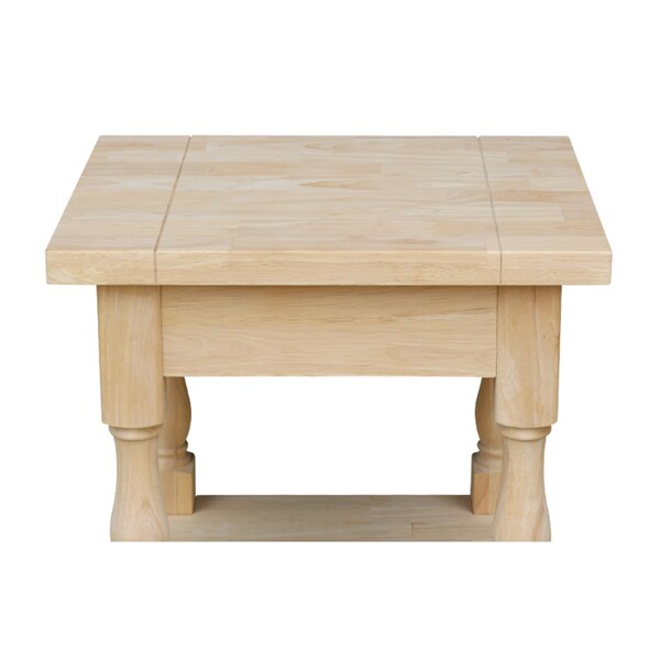International Concepts Rectangle Tuscan End Table, 24 in W, 18 in L, 24 in H, Wood, Unfinished - OT-17E