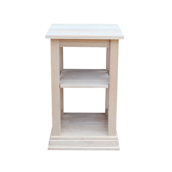 International Concepts Rectangle Hampton Accent Table Includes Shelves, 16 in W, 16 in L, 26 in H, Wood, Unfinished - OT-70A