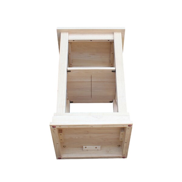 International Concepts Rectangle Hampton Accent Table Includes Shelves, 16 in W, 16 in L, 26 in H, Wood, Unfinished - OT-70A