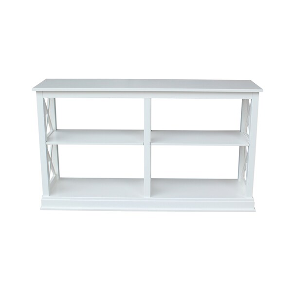 International Concepts Rectangle Hampton Sofa Server Table with Shelves, 60 in W, 16 in L, 34.5 in H, Wood, White - OT08-70SL