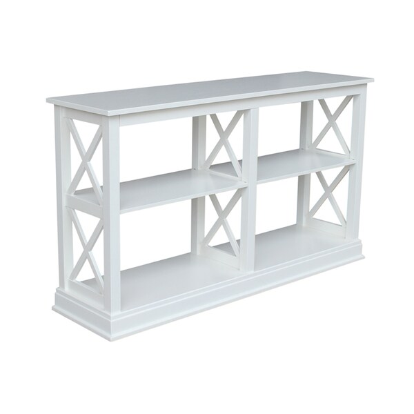 International Concepts Rectangle Hampton Sofa Server Table with Shelves, 60 in W, 16 in L, 34.5 in H, Wood, White - OT08-70SL