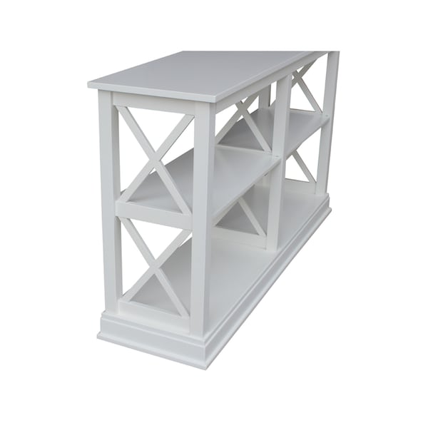 International Concepts Rectangle Hampton Sofa Server Table with Shelves, 60 in W, 16 in L, 34.5 in H, Wood, White - OT08-70SL