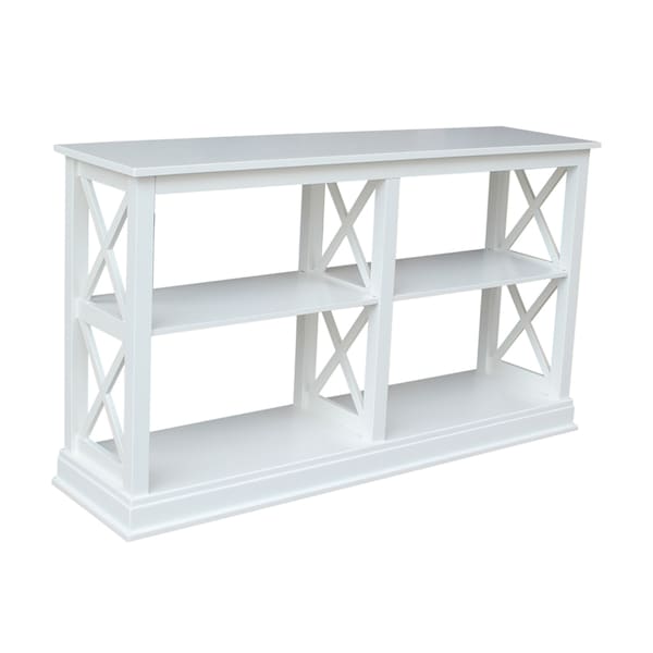 International Concepts Rectangle Hampton Sofa Server Table with Shelves, 60 in W, 16 in L, 34.5 in H, Wood, White - OT08-70SL