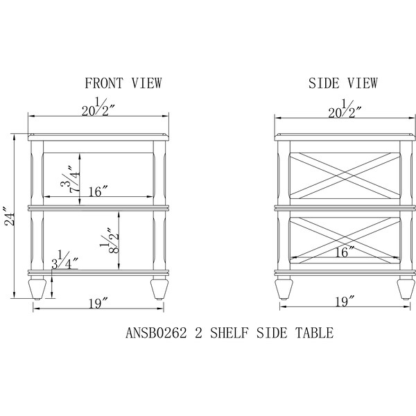 Alaterre Furniture 20.5 W, 20.5 L, 24 H, Pine, Pine - ANSB0262