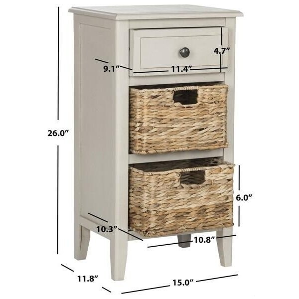 Safavieh Everly Drawer Side Table- Vintage Grey - 27.6 x 11.8 x 15 in. - AMH5743D