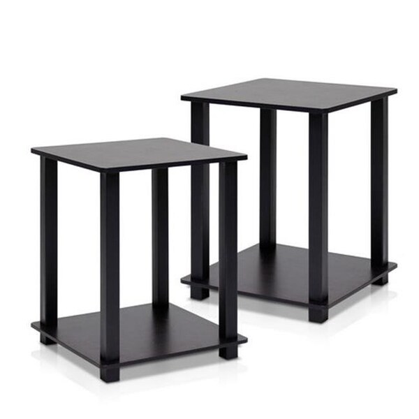 Furinno Furinno Simplistic End Table; Espresso & Black - 19.6 x 15.6 x 15.6 in. - Set of 2 - 12127EX/BK