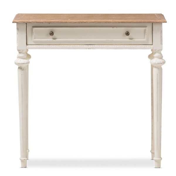 Baxton Studio Marquetterie Oak and White Finish Wood Two-Tone Console Table - 133-7190