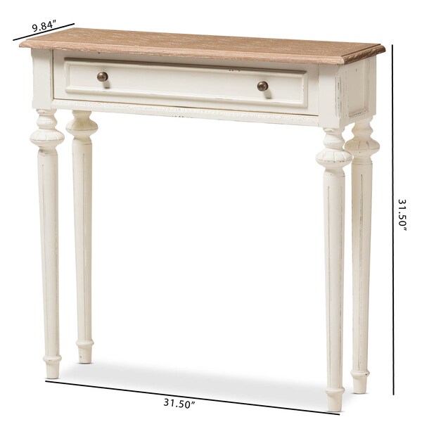 Baxton Studio Marquetterie Oak and White Finish Wood Two-Tone Console Table - 133-7190