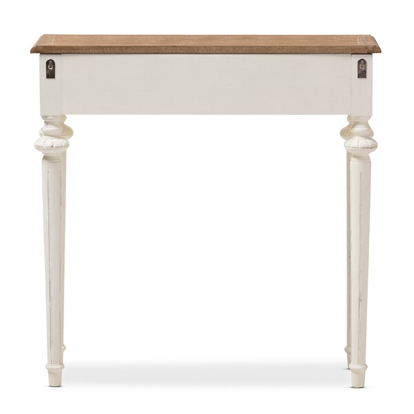 Baxton Studio Marquetterie Oak and White Finish Wood Two-Tone Console Table - 133-7190