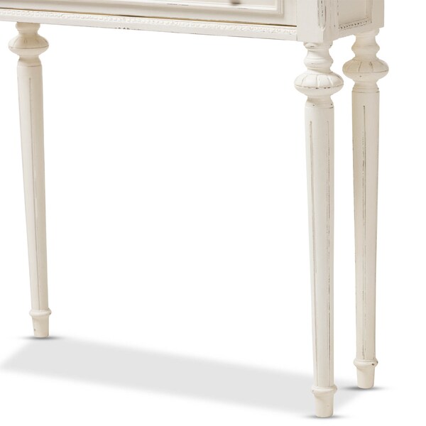 Baxton Studio Marquetterie Oak and White Finish Wood Two-Tone Console Table - 133-7190