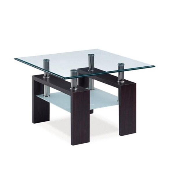 Global Furniture Usa Global Furniture USA T646ET M Occasional End Table; Clear With Dark Walnut - T646ET (M)