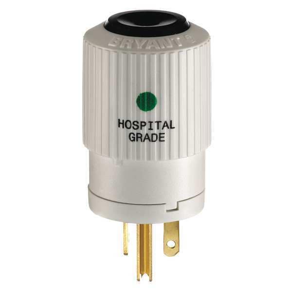 Zoro Select 3 Enchufe de hoja recta de 3 cables Grado Hospitalario 125VAC 20A - BRY8366NP