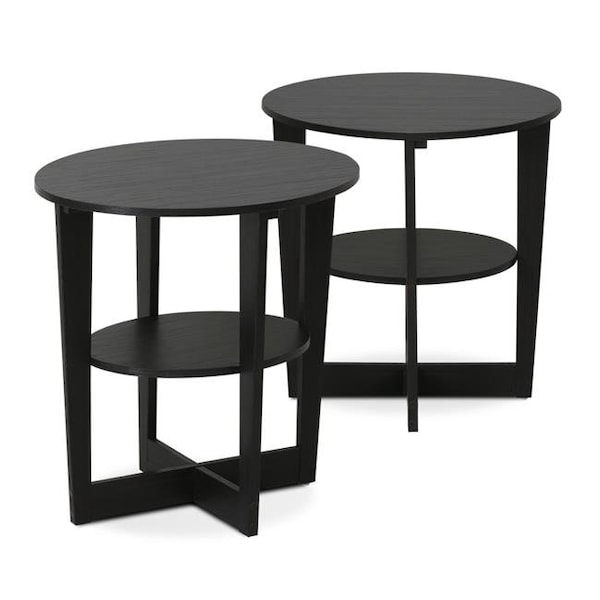 Furinno Furinno 2-15019WN Round End Table; Set Of 2 - Espresso - 2-15019WN