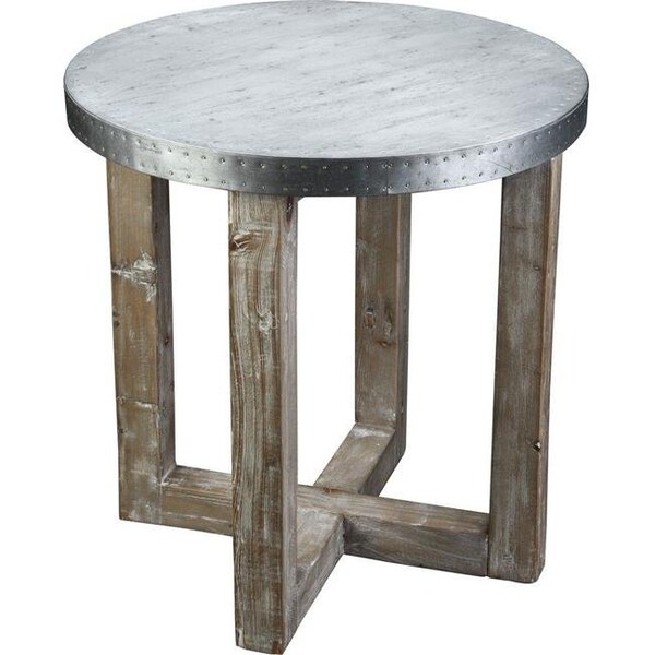 Boraam Boraam 17225 24 x 23.5 x 23.5 in. Murray Side Table in Natural & Zinc Top - 17225