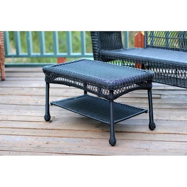 Jeco Jeco W00207-T Black Wicker Patio Furniture Coffee Table - W00207-T