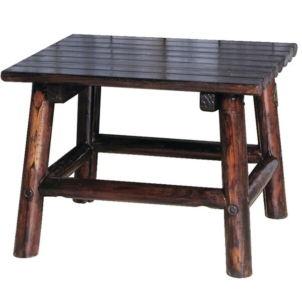 Leigh Country TX 93723 Charred Wood End Table, 20 in OAW, 18-1/2 in OAD, Wood Frame, Clear Lacquer Frame - TX 93723