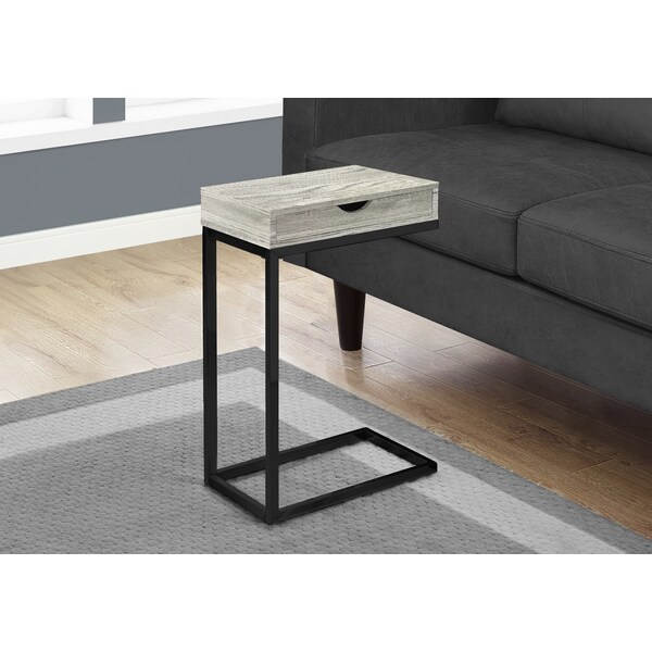 Monarch Specialties Accent Table - Grey Reclaimed Wood-Look / Black / Drawer - I 3407