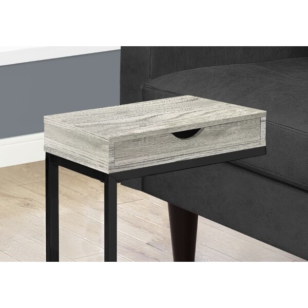 Monarch Specialties Accent Table - Grey Reclaimed Wood-Look / Black / Drawer - I 3407