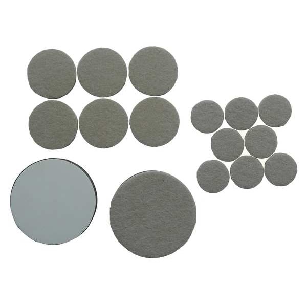 Zoro Select Felt Pads, Self-Stick, Rd, 1", 1-1/2", 2-1/2" - 10J999