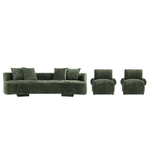 Manhattan Comfort 3-Piece Verandah  112 in. XL Sofa, and 2 Accent Chairs in Olive Green - 3-SFAC1669-OG