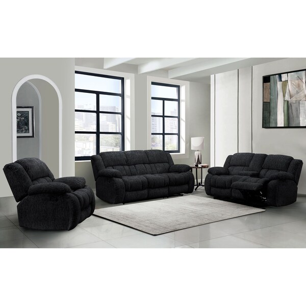 Global Furniture Usa Transitional Zaftig Fabric U250 Ebony Reclining Sofa/Console Reclining Loveseat/Glider Recliner - 4638