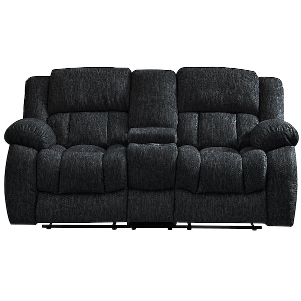 Global Furniture Usa Transitional Zaftig Fabric U250 Ebony Reclining Sofa/Console Reclining Loveseat/Glider Recliner - 4638