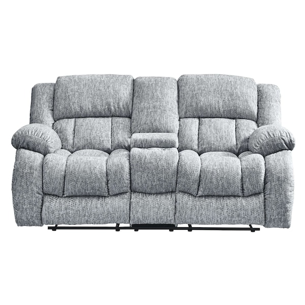 Global Furniture Usa Transitional Zaftig Fabric U250 Grey Reclining Sofa/Console Reclining Loveseat/Glider Recliner - 4640