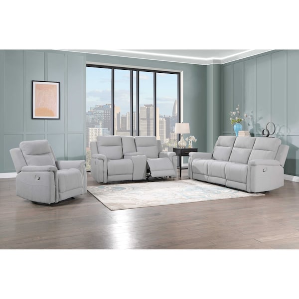 Global Furniture Usa Transitional Fabric U1797 Grey Reclining Sofa / Console Reclining Loveseat / Glider Recliner - 5033