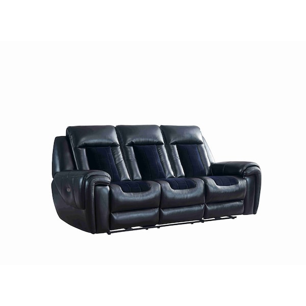 Global Furniture Usa Blanche Black/Velvet Power Reclining Sofa / Power Console Reclining Loveseat/Power Recliner W/ Led - 5272