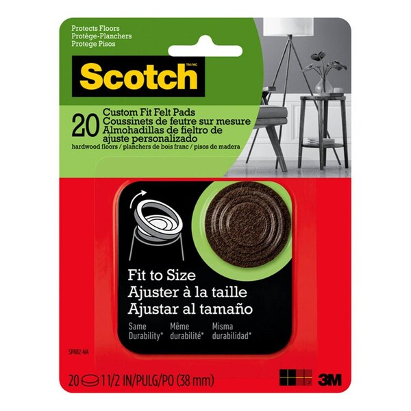 Rlm Distribution 1.5 in. Round Felt Self Adhesive Protective Pad, Brown, 120PK - HO3303981