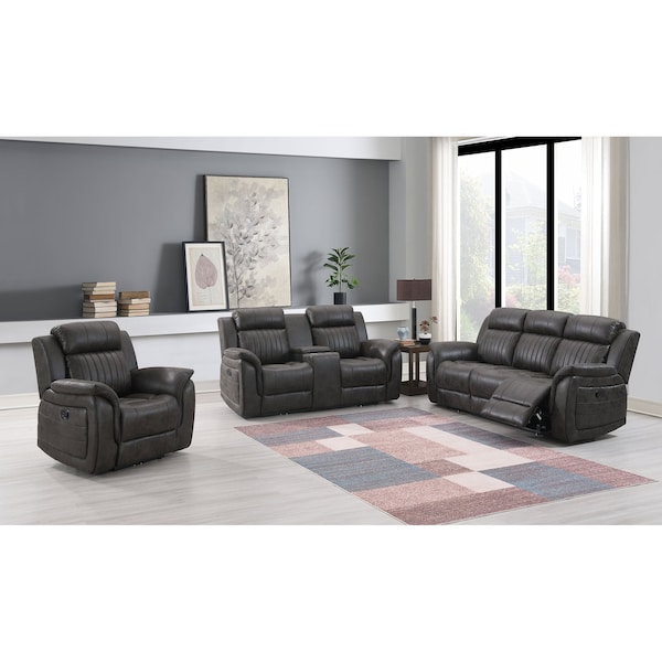 Global Furniture Usa Transitional Badlands U8517 Grey Reclining Sofa/Reclining Loveseat/Glider Recliner - 4523