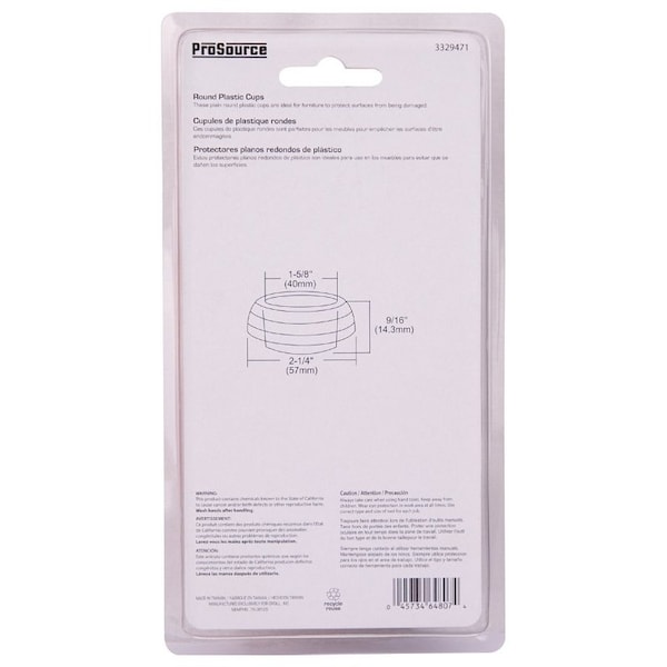 Prosource Furniture Glide, Plastic, Clear, Clear, 2-1/4 x 2-1/4 x 9/16 in Dimensions - FE-50800-PS