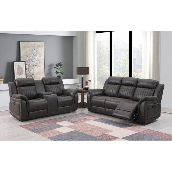 Global Furniture Usa Transitional Badlands U8517 Grey Reclining Sofa/Console Reclining Loveseat - 4522