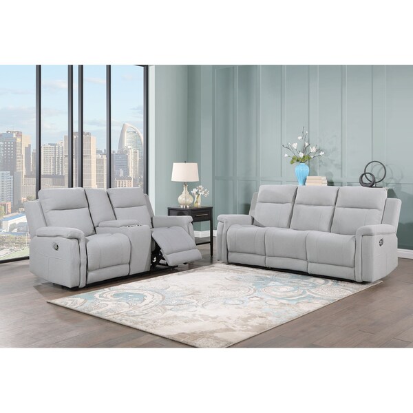 Global Furniture Usa Transitional Fabric U1797 Grey Reclining Sofa / Console Reclining Loveseat - 5032