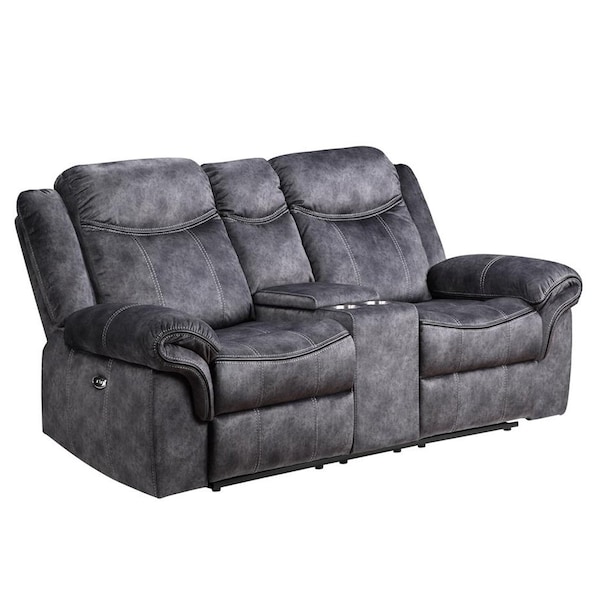Global Furniture Usa Domino U2200 Domino Granite Power Reclining Sofa/Power Console Reclining Loveseat With Power Switch - 4546