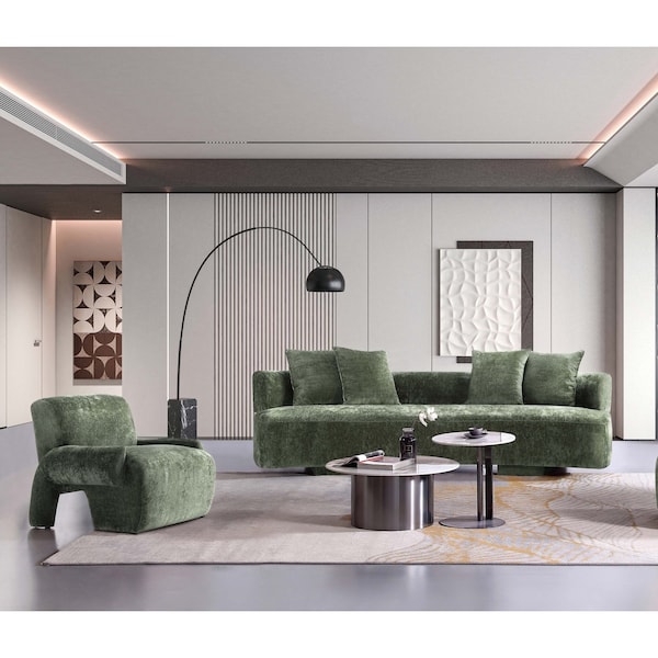 Manhattan Comfort 2-Piece Verandah 112 in. XL Sofa and Accent Chair in Olive Green - 2-SFAC1669-OG