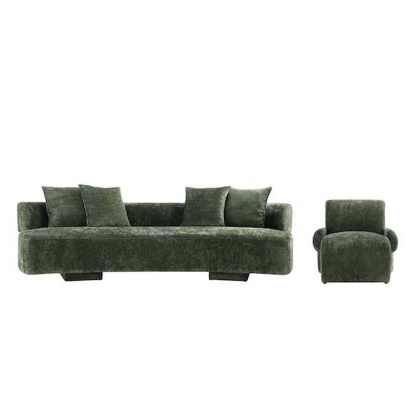 Manhattan Comfort 2-Piece Verandah 112 in. XL Sofa and Accent Chair in Olive Green - 2-SFAC1669-OG