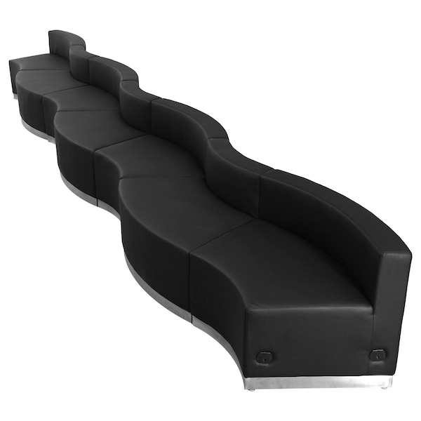 Flash Furniture 7 pcs. Living Room Set, 25-1/4" to 27-1/2" x 27", Upholstery Color: Black - ZB-803-550-SET-BK-GG