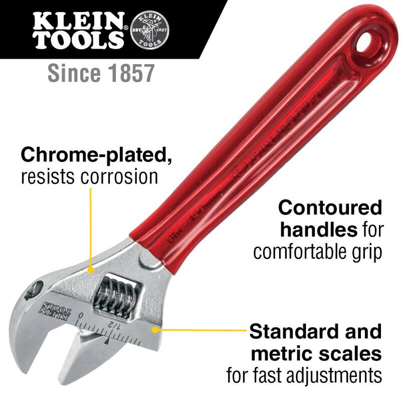 Llave ajustable de capacidad extra de 15/16 pulgadas con mango recubierto de plástico - D507-6 de Klein Tools