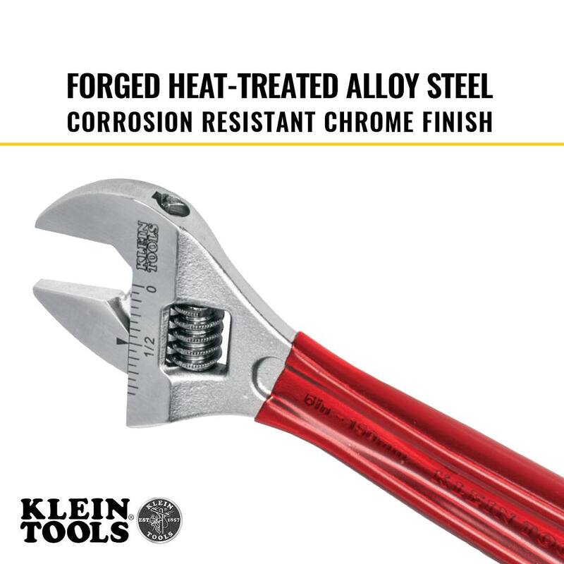Llave ajustable de capacidad extra de 15/16 pulgadas con mango recubierto de plástico - D507-6 de Klein Tools